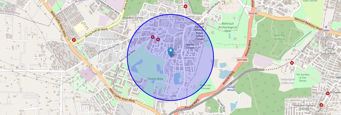 Location Map of Gandhi Colony, Delhi
