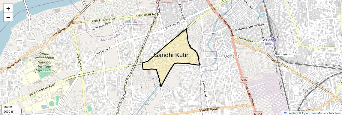 Location Map of Gandhi Kutir, Surat