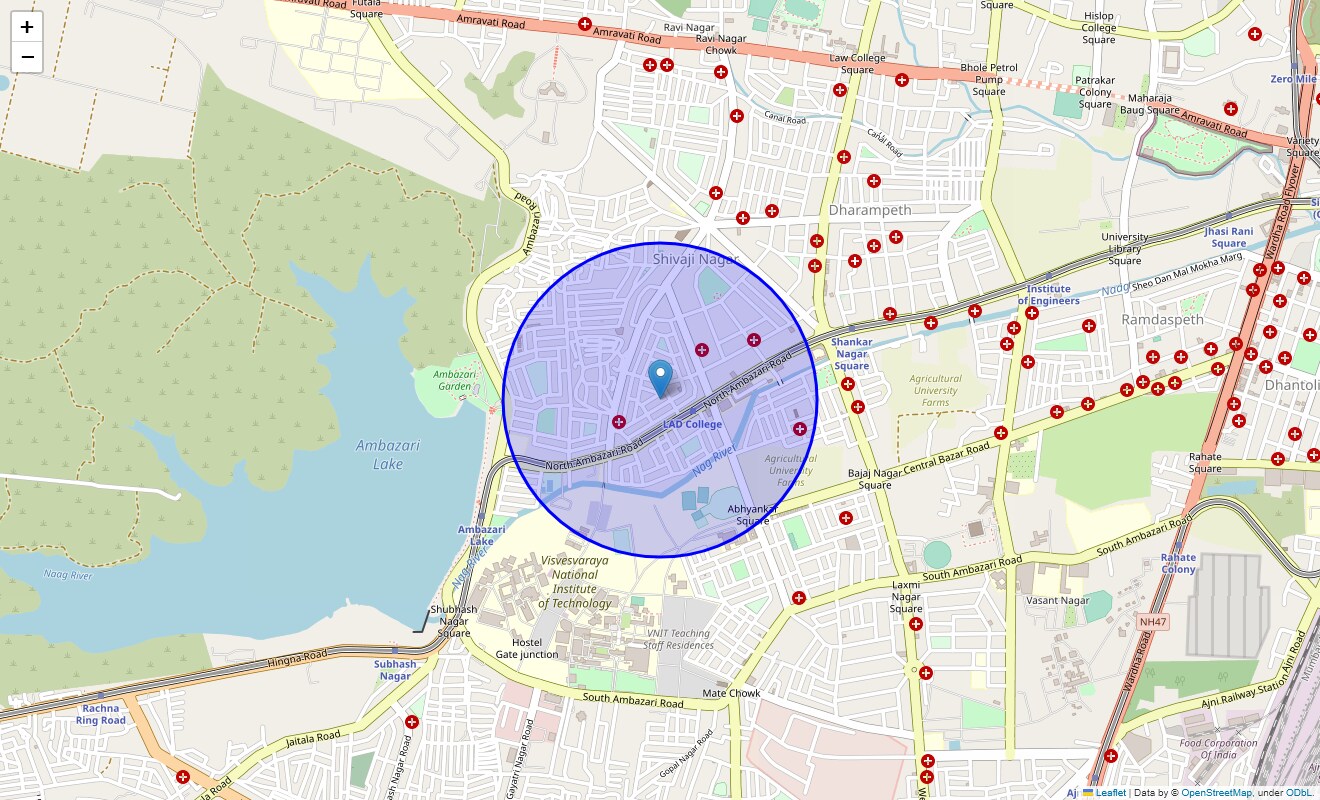 Location Map of Gandhi Lay Out, Nagpur