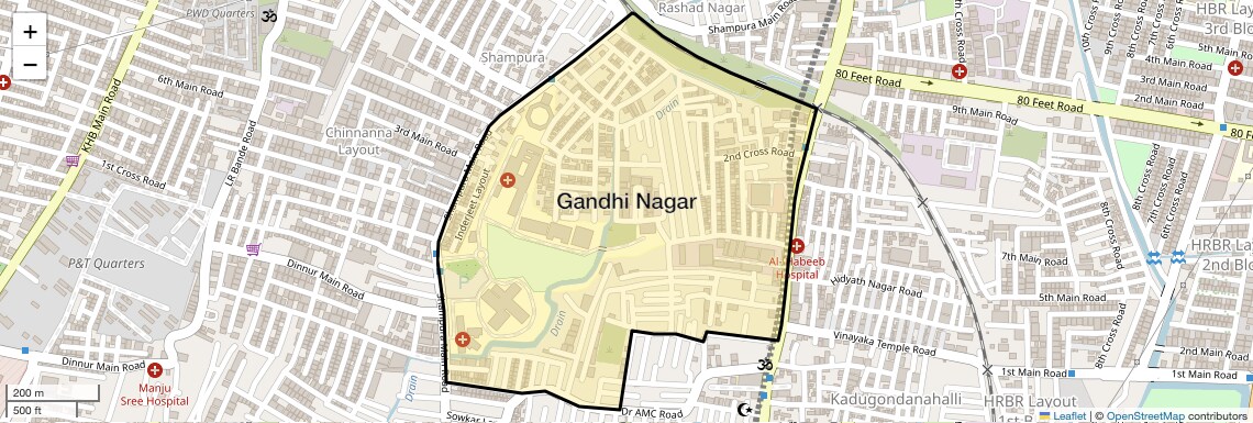 Location Map of Gandhi Nagar, Bangalore