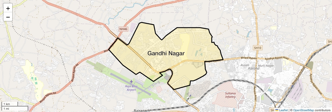 Location Map of Gandhi Nagar, Bhopal