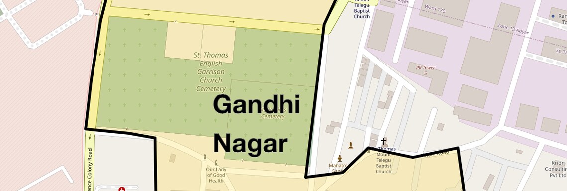 Location Map of Gandhi Nagar, Chennai
