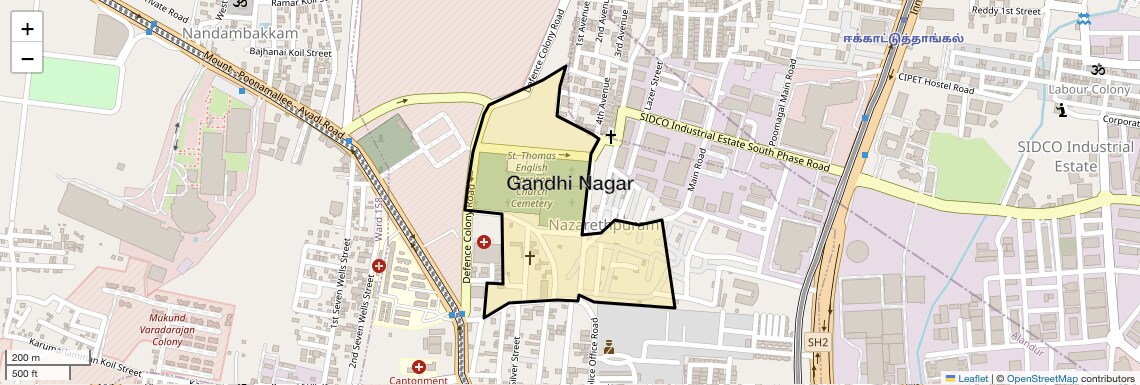 Location Map of Gandhi Nagar, Chennai