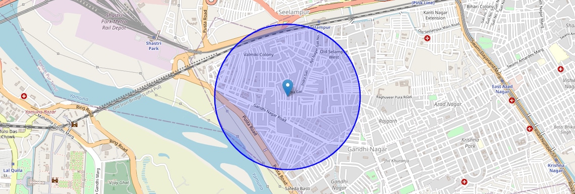 Location Map of Gandhi Nagar, Delhi