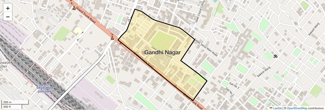 Location Map of Gandhi Nagar, Ghaziabad
