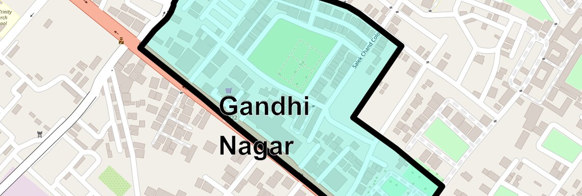 Location Map of Gandhi Nagar, Ghaziabad