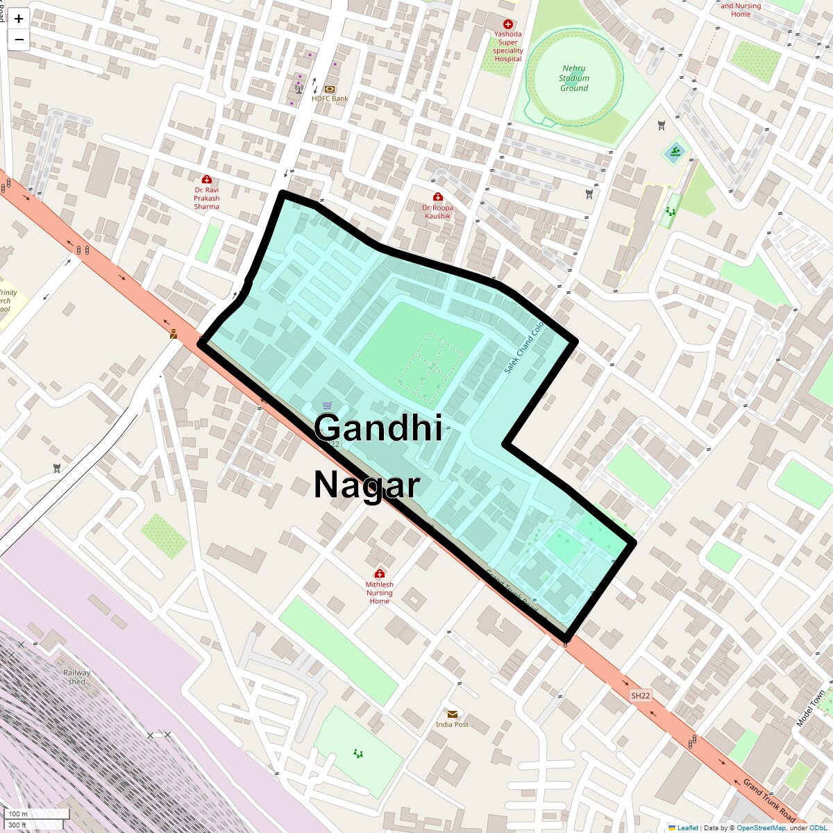 Location Map of Gandhi Nagar, Ghaziabad