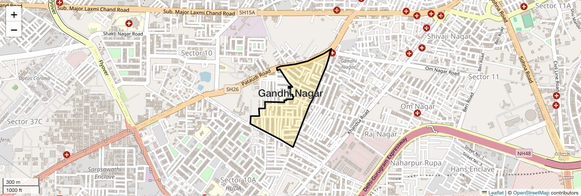 Location Map of Gandhi Nagar, Gurgaon
