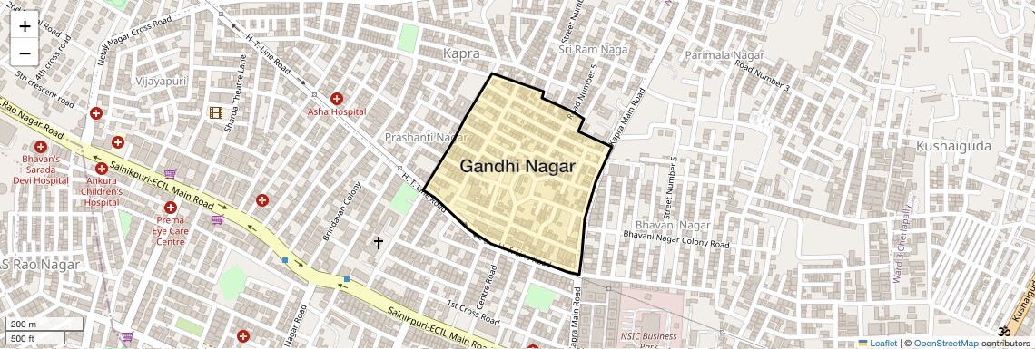 Location Map of Gandhi Nagar, Hyderabad