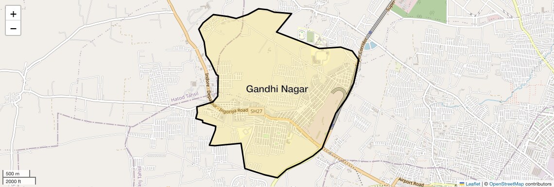 Location Map of Gandhi Nagar, Indore