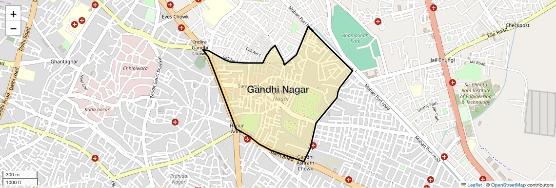 Location Map of Gandhi Nagar, Meerut