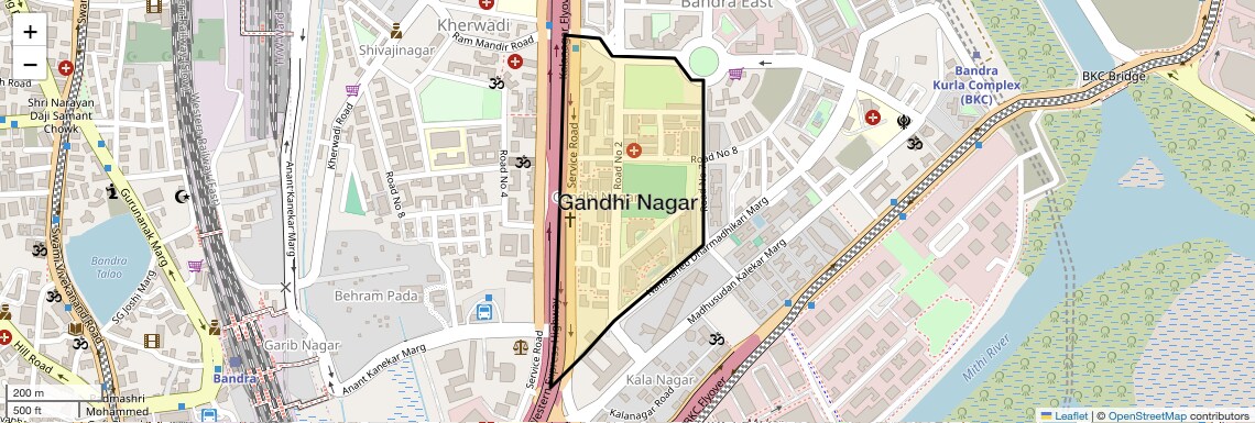 Location Map of Gandhi Nagar, Mumbai