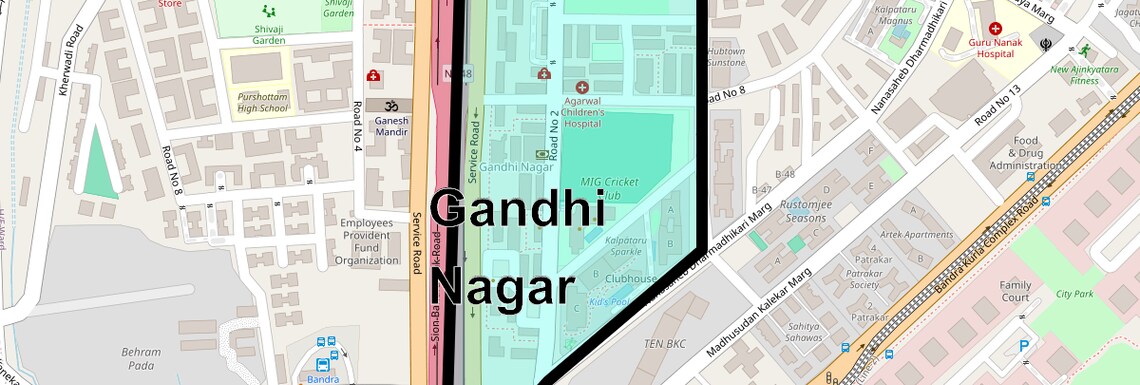 Location Map of Gandhi Nagar, Mumbai