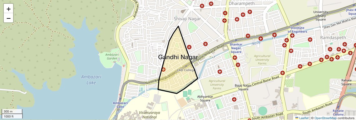 Location Map of Gandhi Nagar, Nagpur