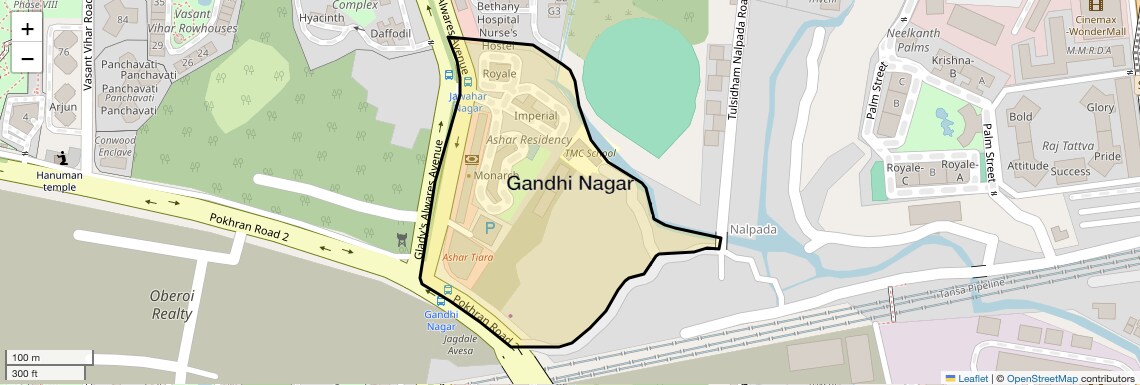 Location Map of Gandhi Nagar, Thane