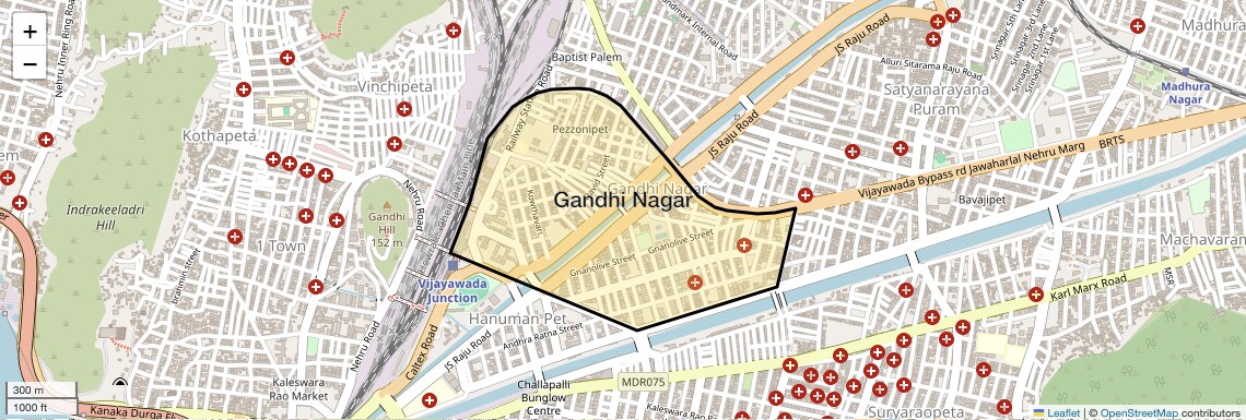 Location Map of Gandhi Nagar, Vijayawada