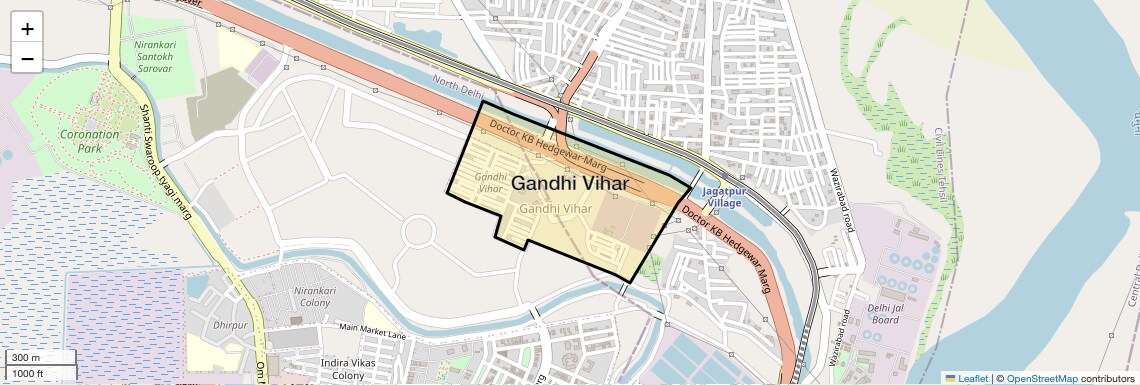 Location Map of Gandhi Vihar, Delhi