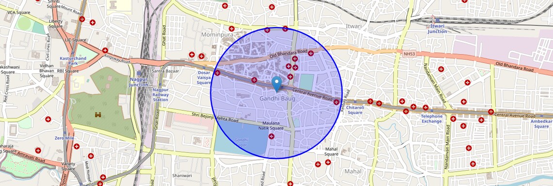 Location Map of Gandhibagh, Nagpur