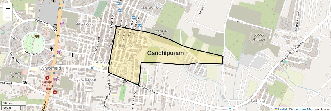 Location Map of Gandhipuram, Bangalore