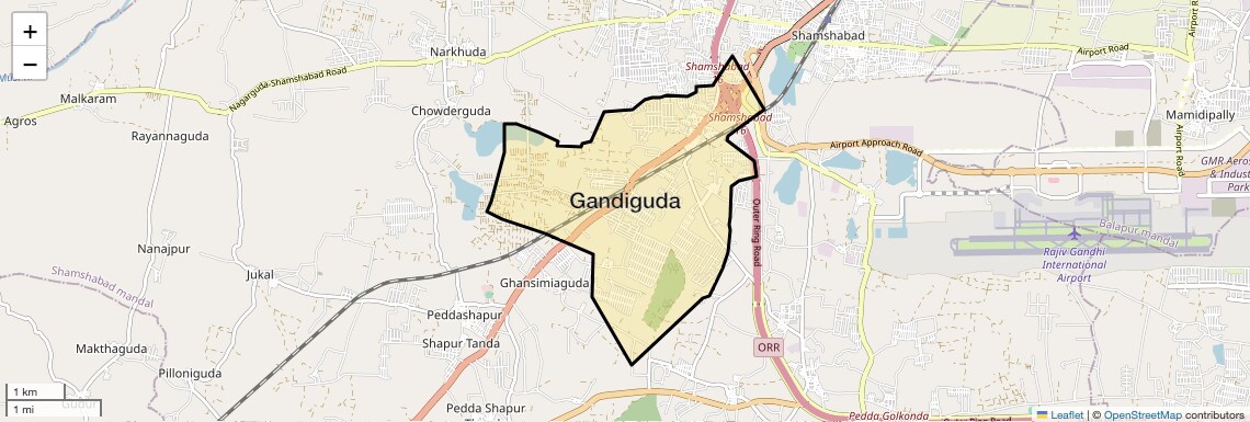 Location Map of Gandiguda, Hyderabad