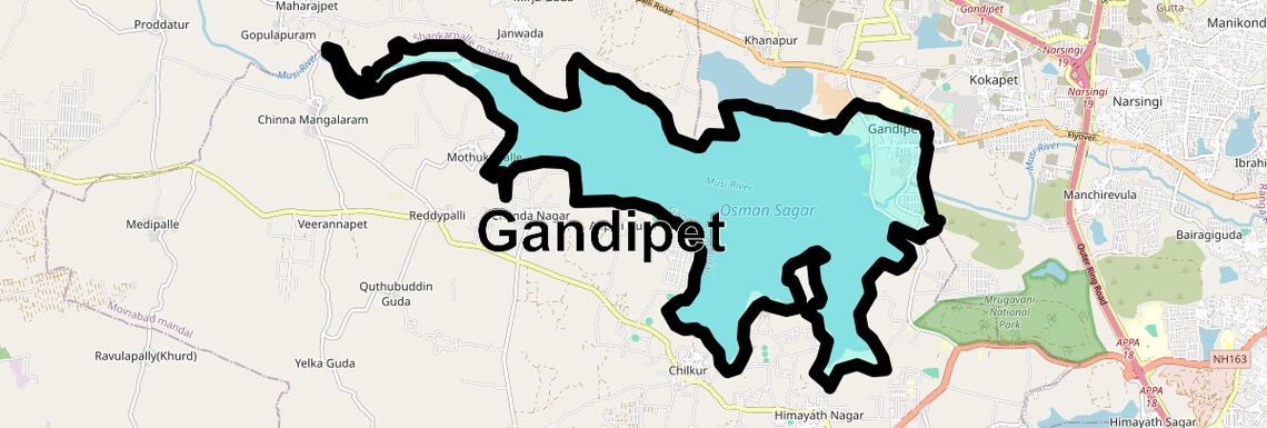 Location Map of Gandipet, Hyderabad