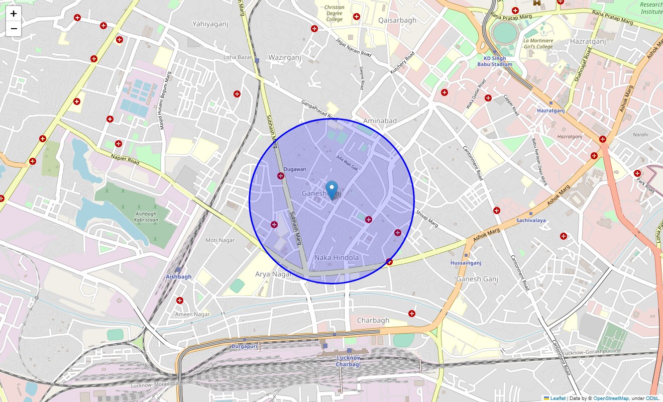 Location Map of Ganesh Ganj, Lucknow