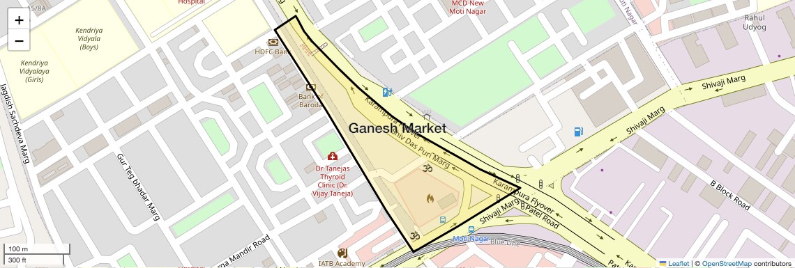 Location Map of Ganesh Market, Delhi