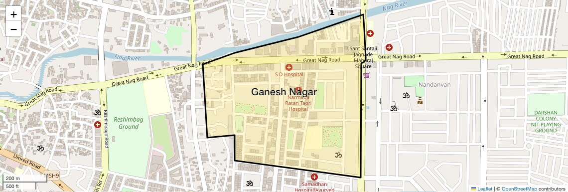 Location Map of Ganesh Nagar, Nagpur