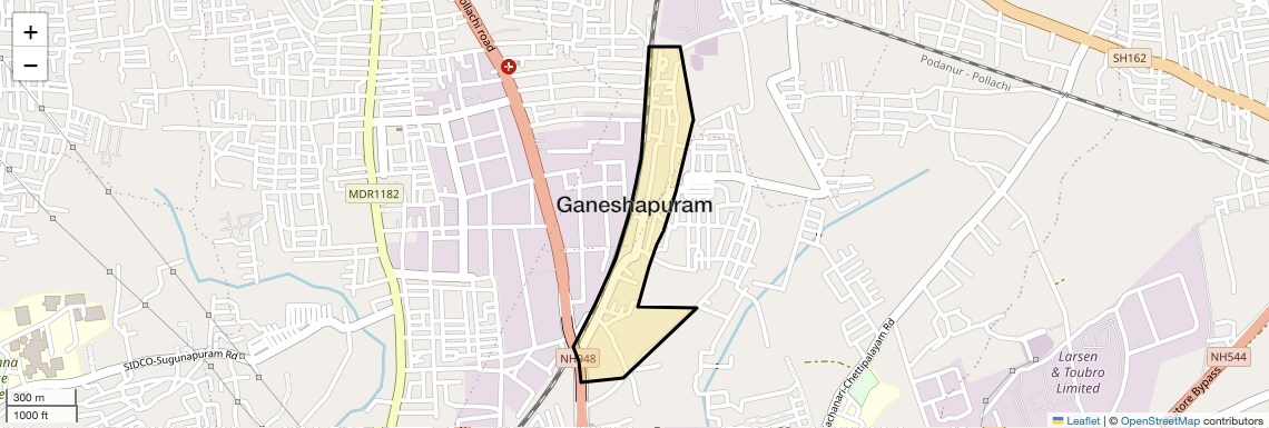 Location Map of Ganeshapuram, Coimbatore