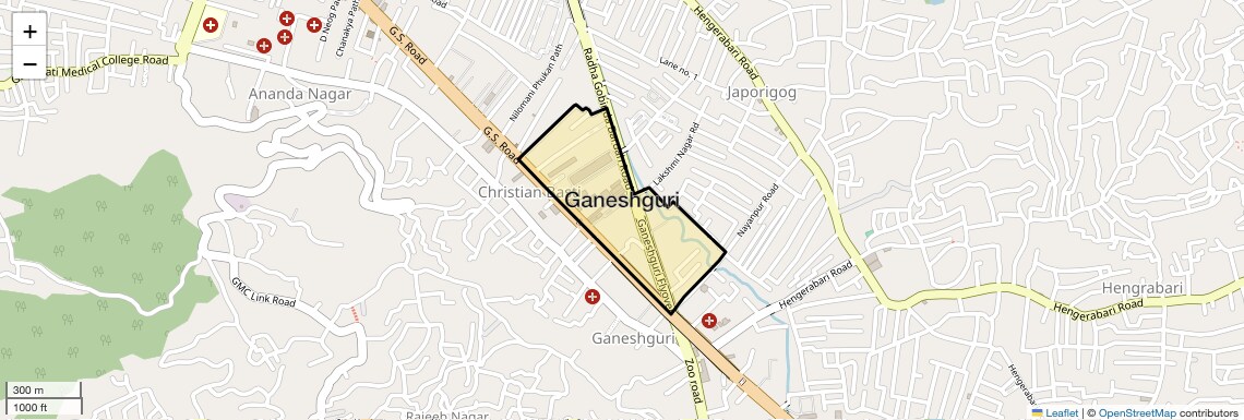 Location Map of Ganeshguri, Guwahati