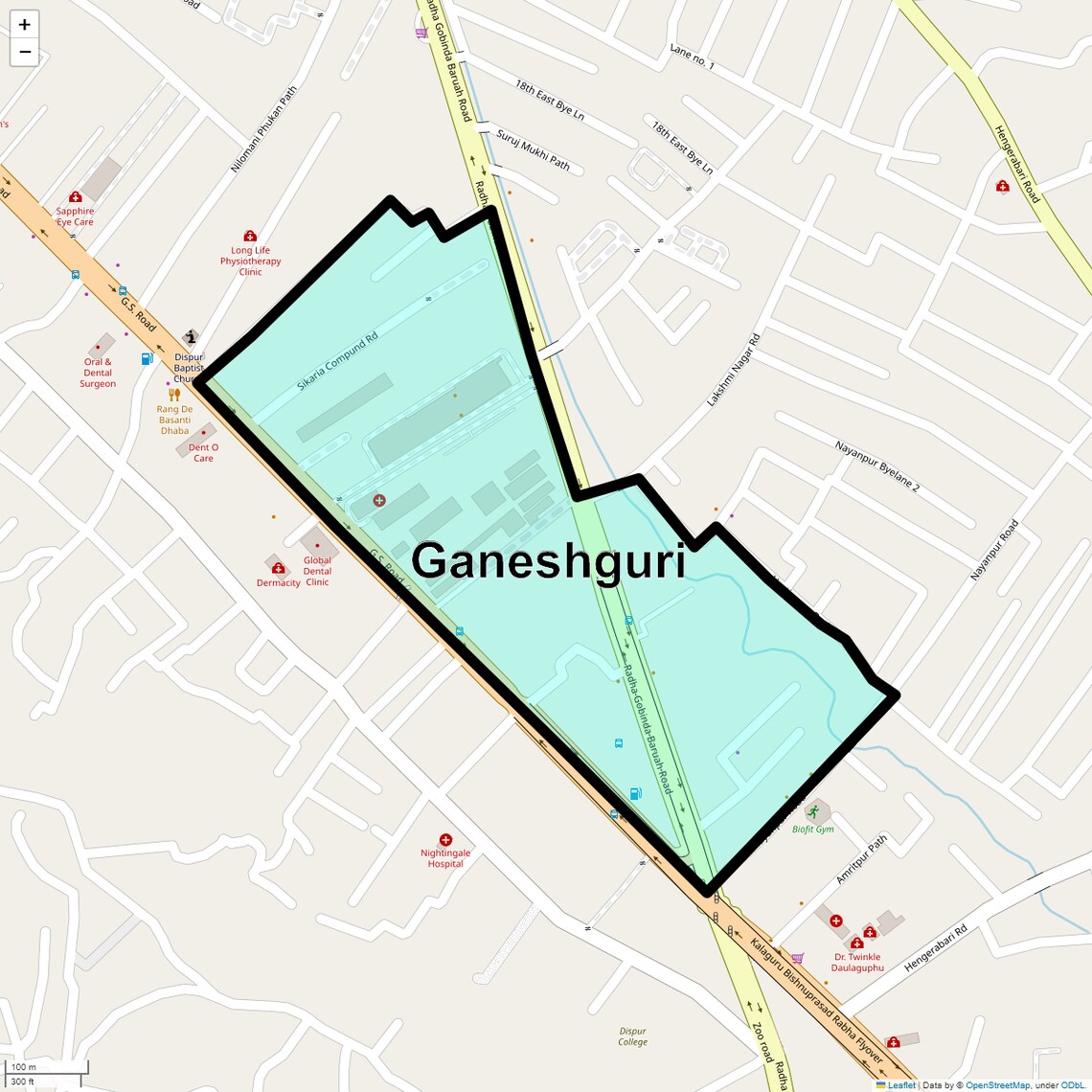 Location Map of Ganeshguri, Guwahati