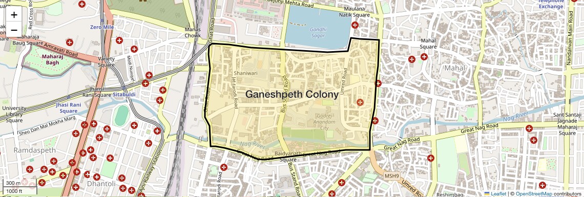 Location Map of Ganeshpeth Colony, Nagpur