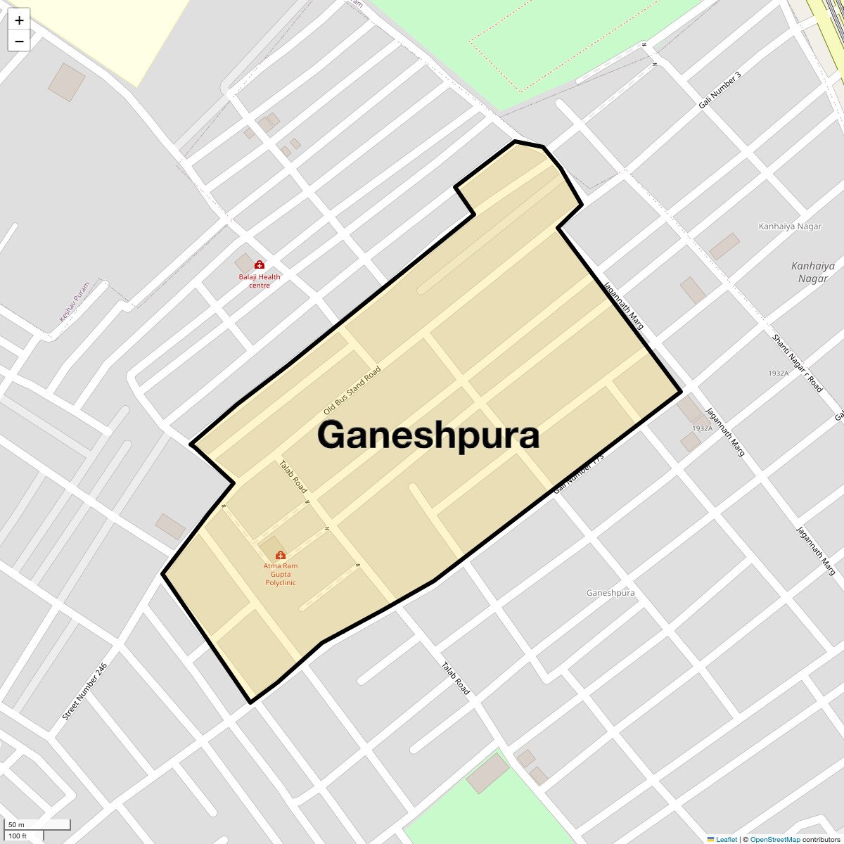 Location Map of Ganeshpura, Delhi