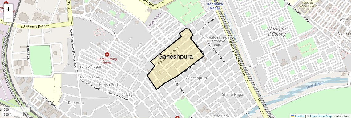 Location Map of Ganeshpura, Delhi