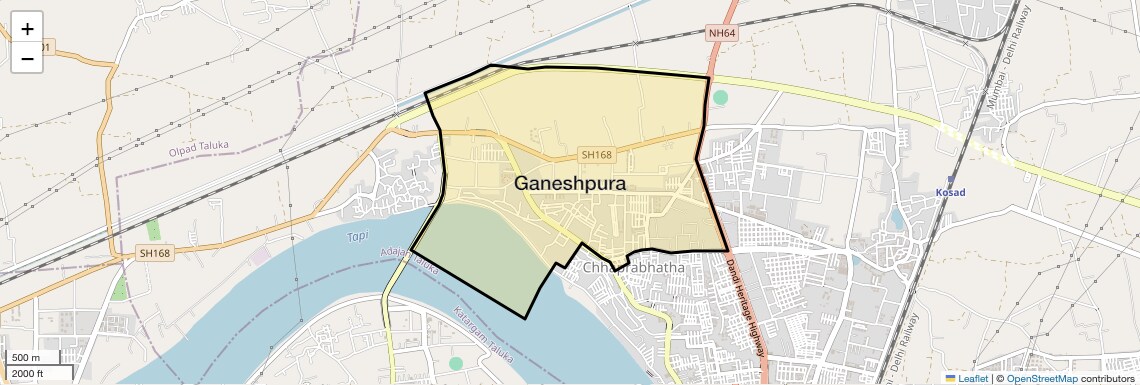 Location Map of Ganeshpura, Surat
