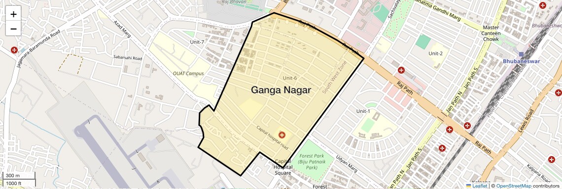 Location Map of Ganga Nagar, Bhubaneswar