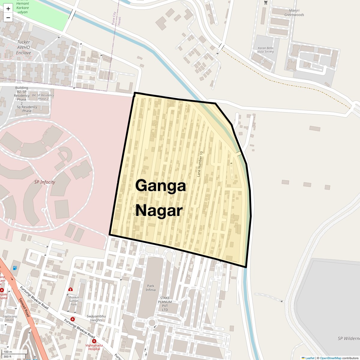 Location Map of Ganga Nagar, Pune