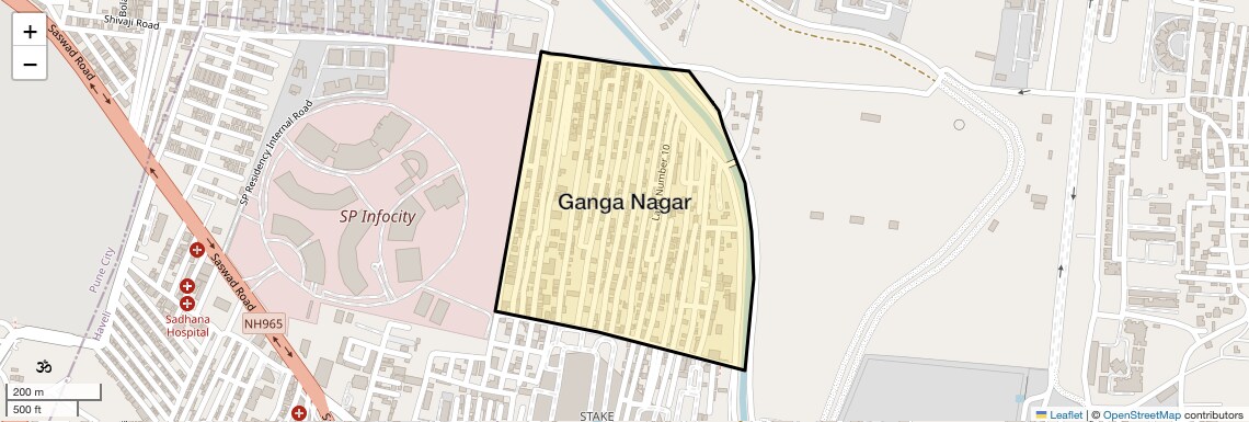 Location Map of Ganga Nagar, Pune