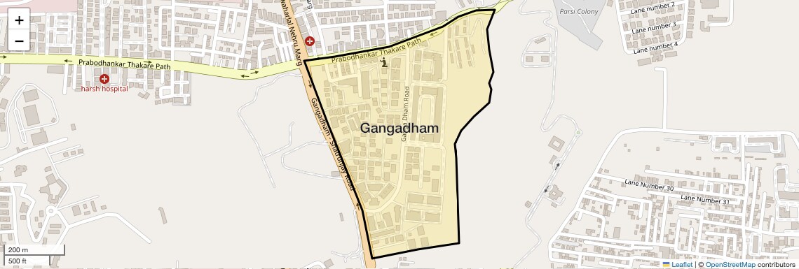 Location Map of Gangadham, Pune