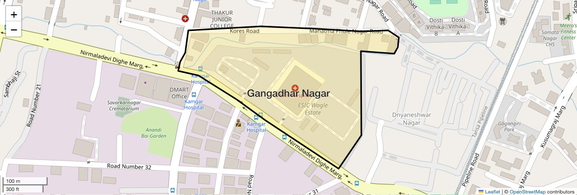 Location Map of Gangadhar Nagar, Thane