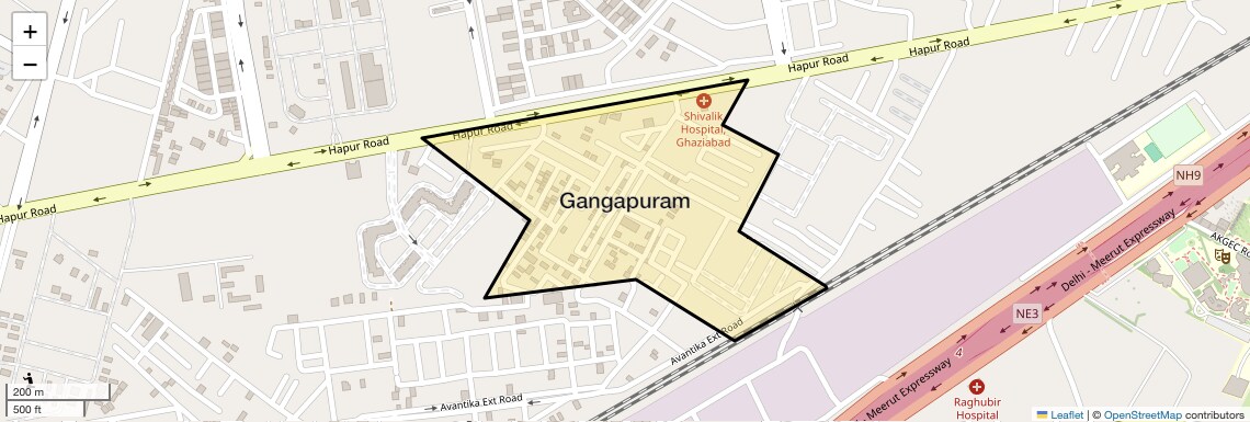 Location Map of Gangapuram, Ghaziabad