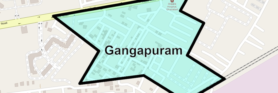 Location Map of Gangapuram, Ghaziabad
