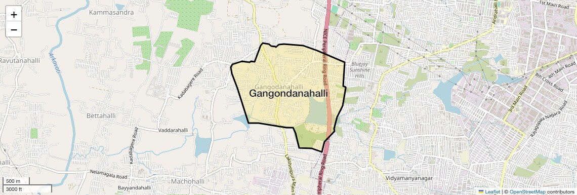 Location Map of Gangondanahalli, Bangalore