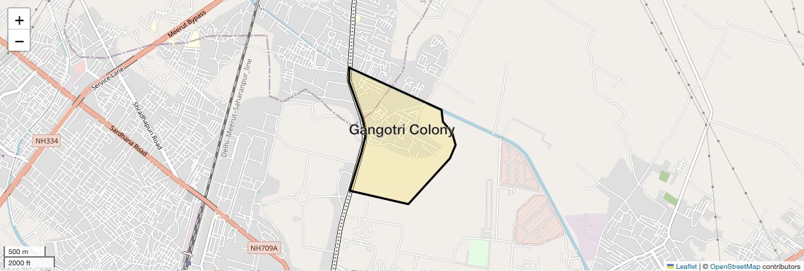 Location Map of Gangotri Colony, Meerut
