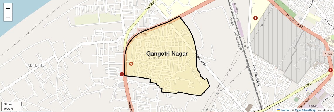 Location Map of Gangotri Nagar, Allahabad