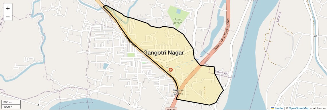 Location Map of Gangotri Nagar, Bhubaneswar