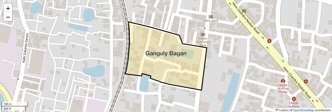 Location Map of Ganguly Bagan, Kolkata
