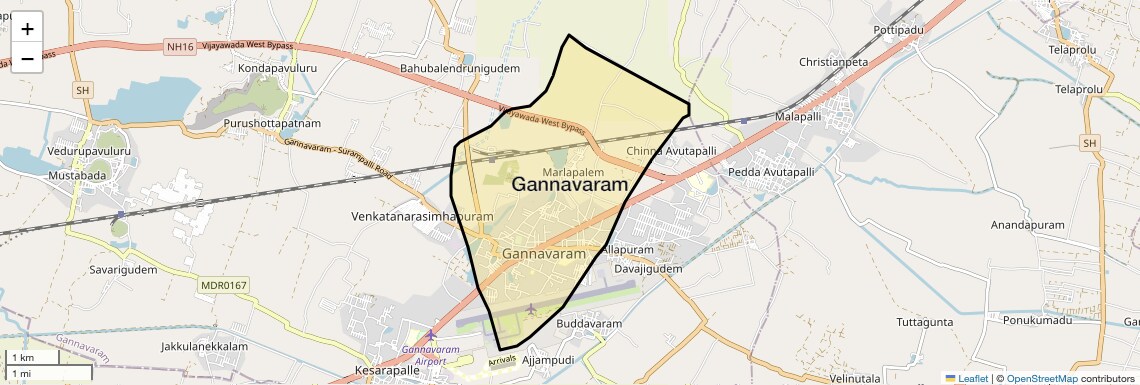 Location Map of Gannavaram, Vijayawada