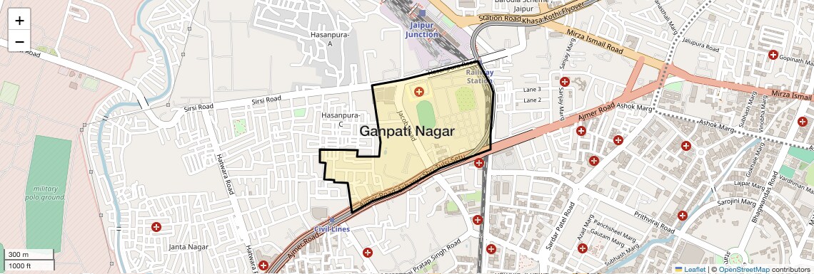 Location Map of Ganpati Nagar, Jaipur