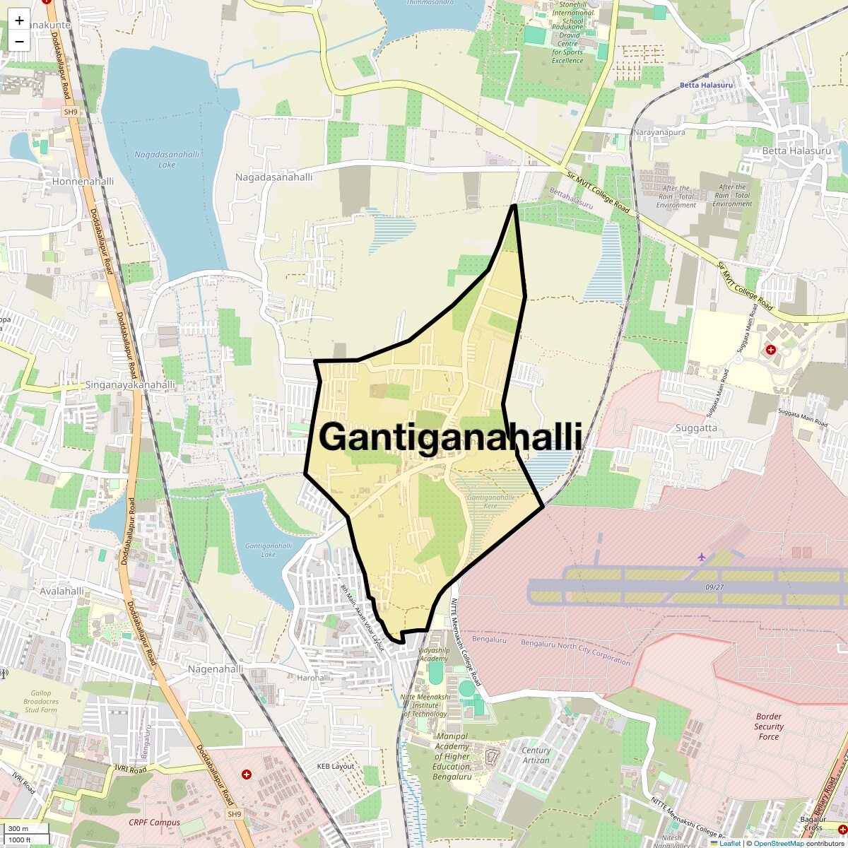 Location Map of Gantiganahalli, Bangalore